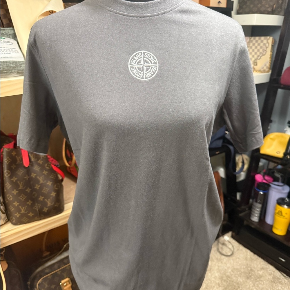 Stone Island Olive Green Tee with Logo